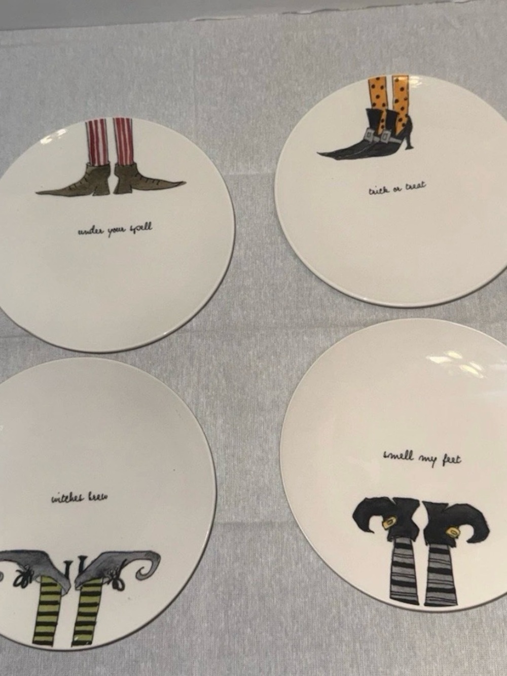Rae Dunn Decorative Witch Boot Accent Plates - White